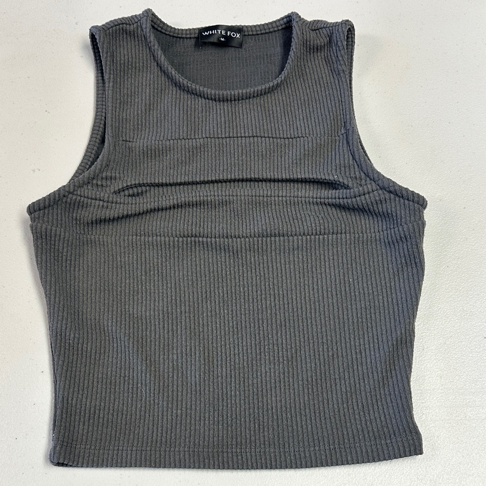 White Fox Tank Top with Cutout